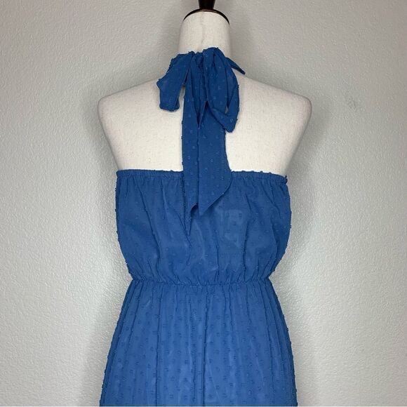 NWT Pretty Garden Blue Halter Tiered Maxi Dress - Picture 8 of 13